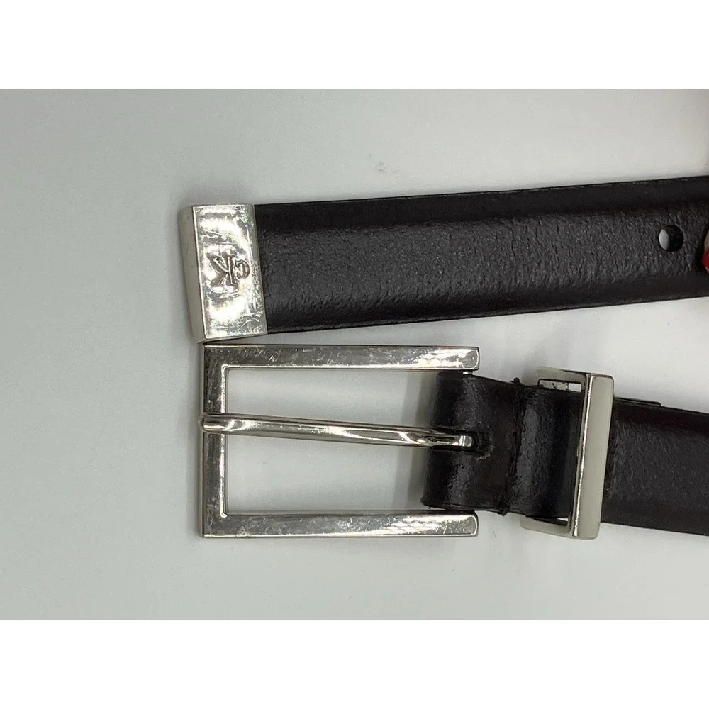 Calvin Klein Leather Belt Women S Black CK Logo Classic Preppy Minimalist Office